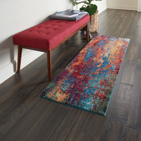 2' X 4' Atlantic Abstract Power Loom Non Skid Area Rug